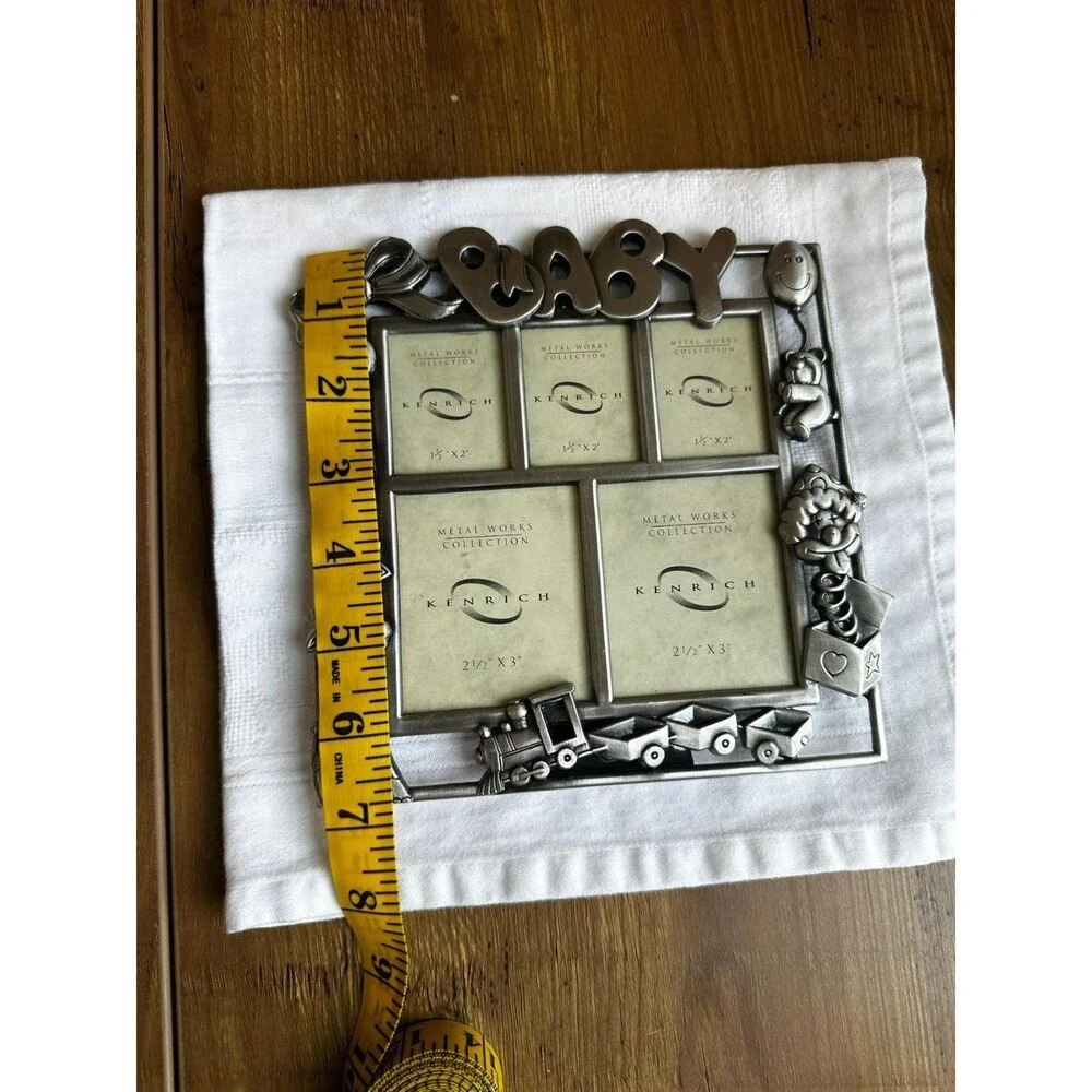 Vintage Kenrich Metal Multi Picture Baby Frame pewter/antique silver finish